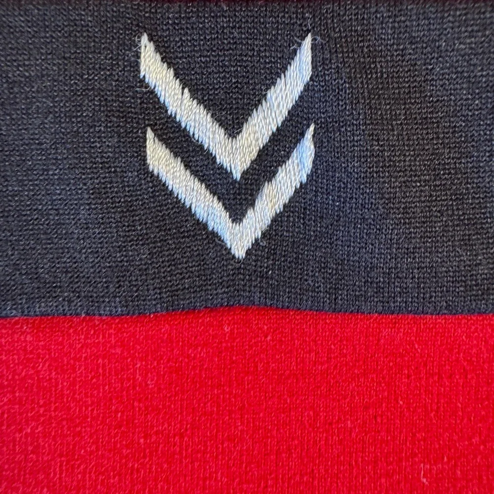 Vintage Lily's Beverly Hills Top Medium Red Black Stripe Chevron 90s V-Neck - Picture 3 of 6